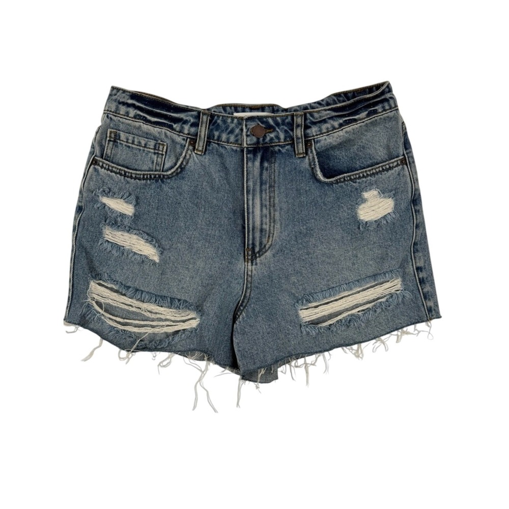 O'Neill Distressed Denim Shorts Size‎ 30 Light Wash Raw Hem Cutoff Beachy Y2K